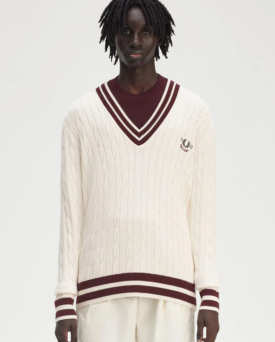 

Мужской свитер без рукавов с V-образным вырезом Fred Perry, цвет Crudo