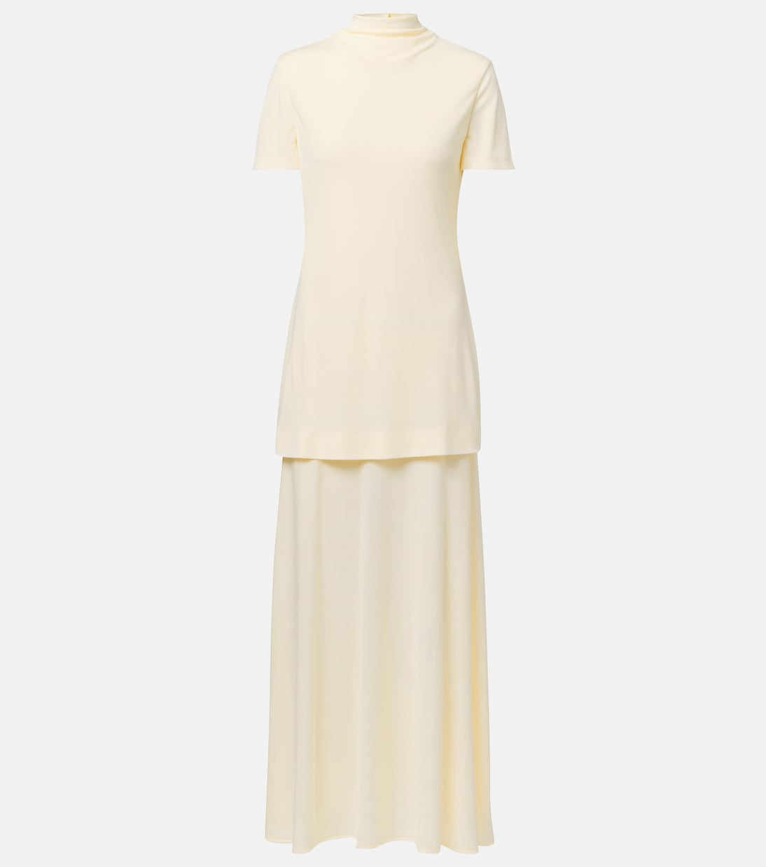 

Платье макси из многослойного крепа Jil Sander, Chalk