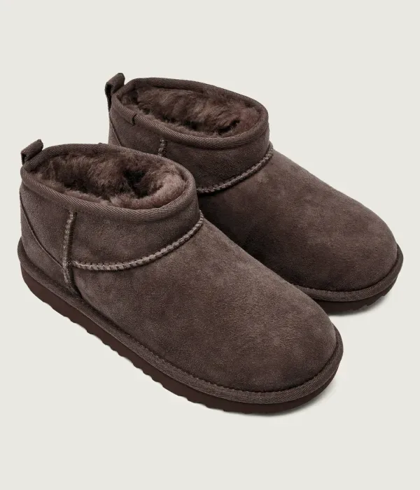 Детские классические ультраминиатюрные зимние ботинки Ugg, коричневый — фото 3
