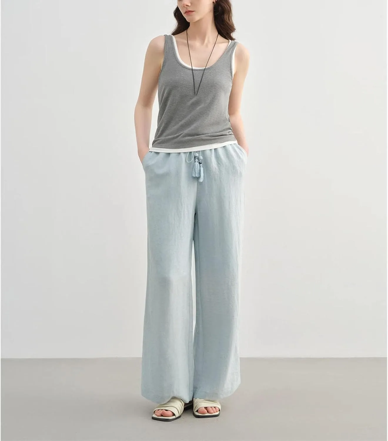 Женские брюки Plus Size Relaxed Fit из дышащего материала Tencel — фото 4