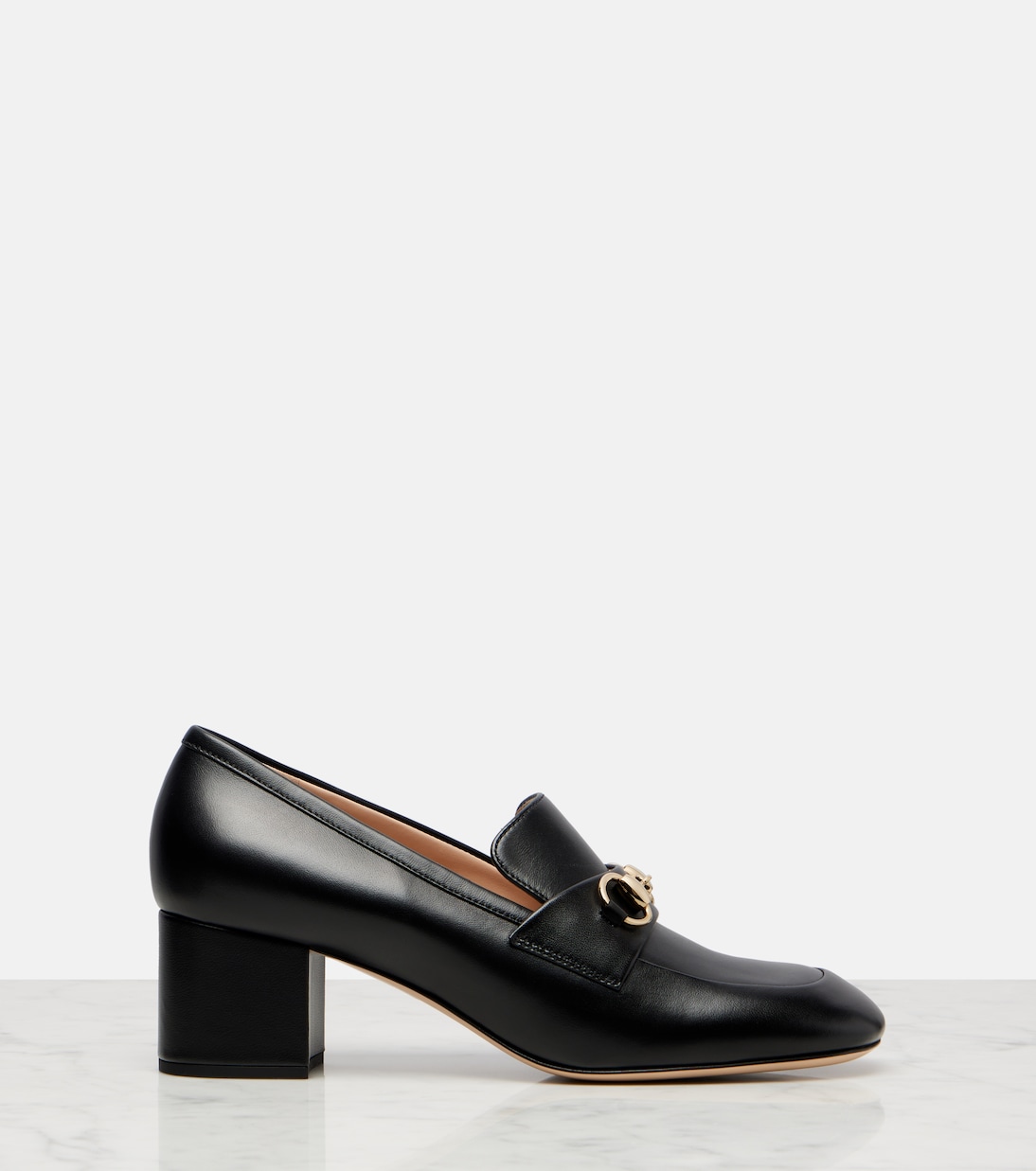 Женские лоферы с подковой из кожи Gucci, черный — фото 4