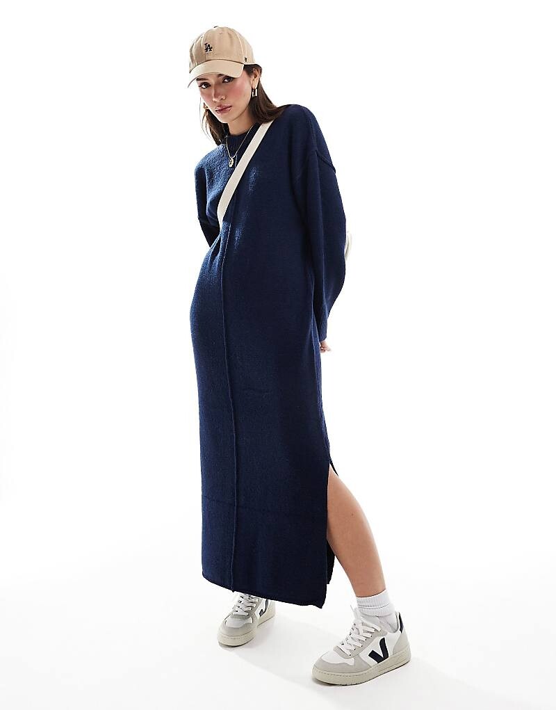 

ASOS DESIGN – Темно-синее платье мидакси со швом спереди