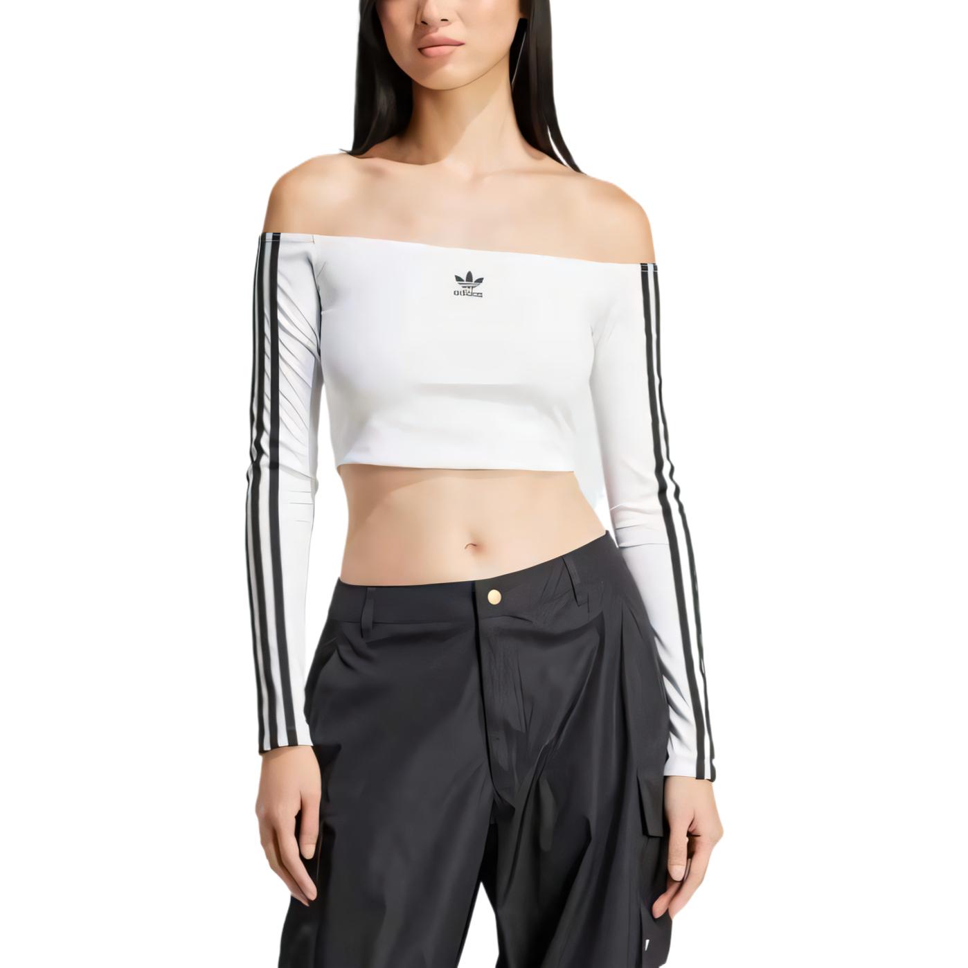 Adidas Originals Adidas Женский Adicolor Топ с длинными рукавами и открытыми плечами White — фото 4