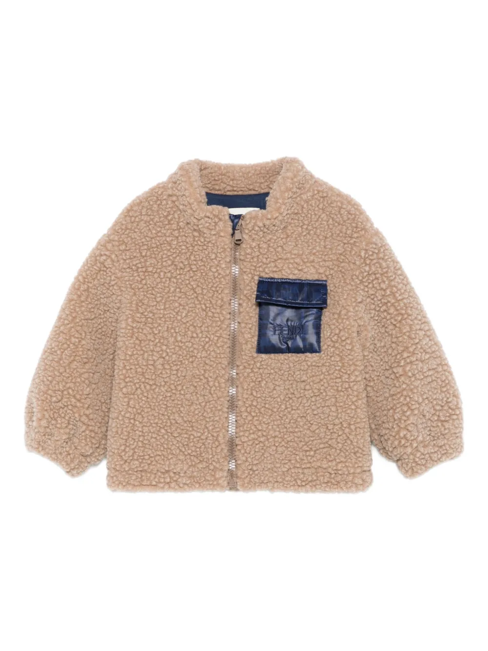 Фактурная куртка на молнии Fendi Kids, коричневый