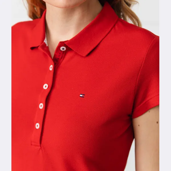 Новая легкая рубашка поло приталенного кроя Tommy Hilfiger, красный — фото 4