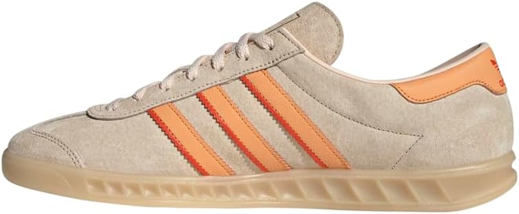 Мужские кроссовки adidas Hamburg 24 на шнуровке, повседневные - бежевые с оранжевым — фото 3