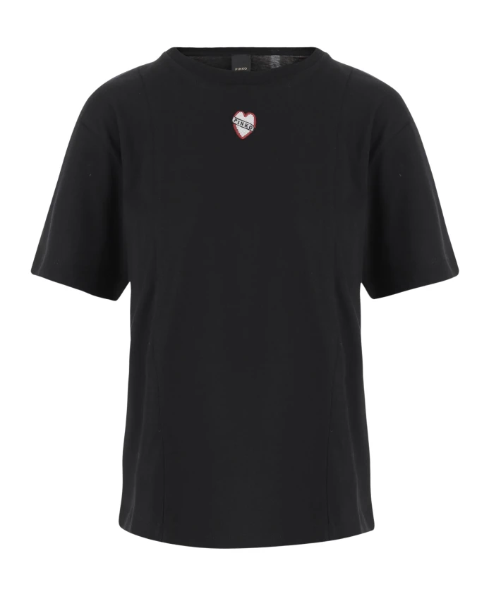 

Хлопковая футболка с круглым вырезом и вышитым логотипом Pinko, черный