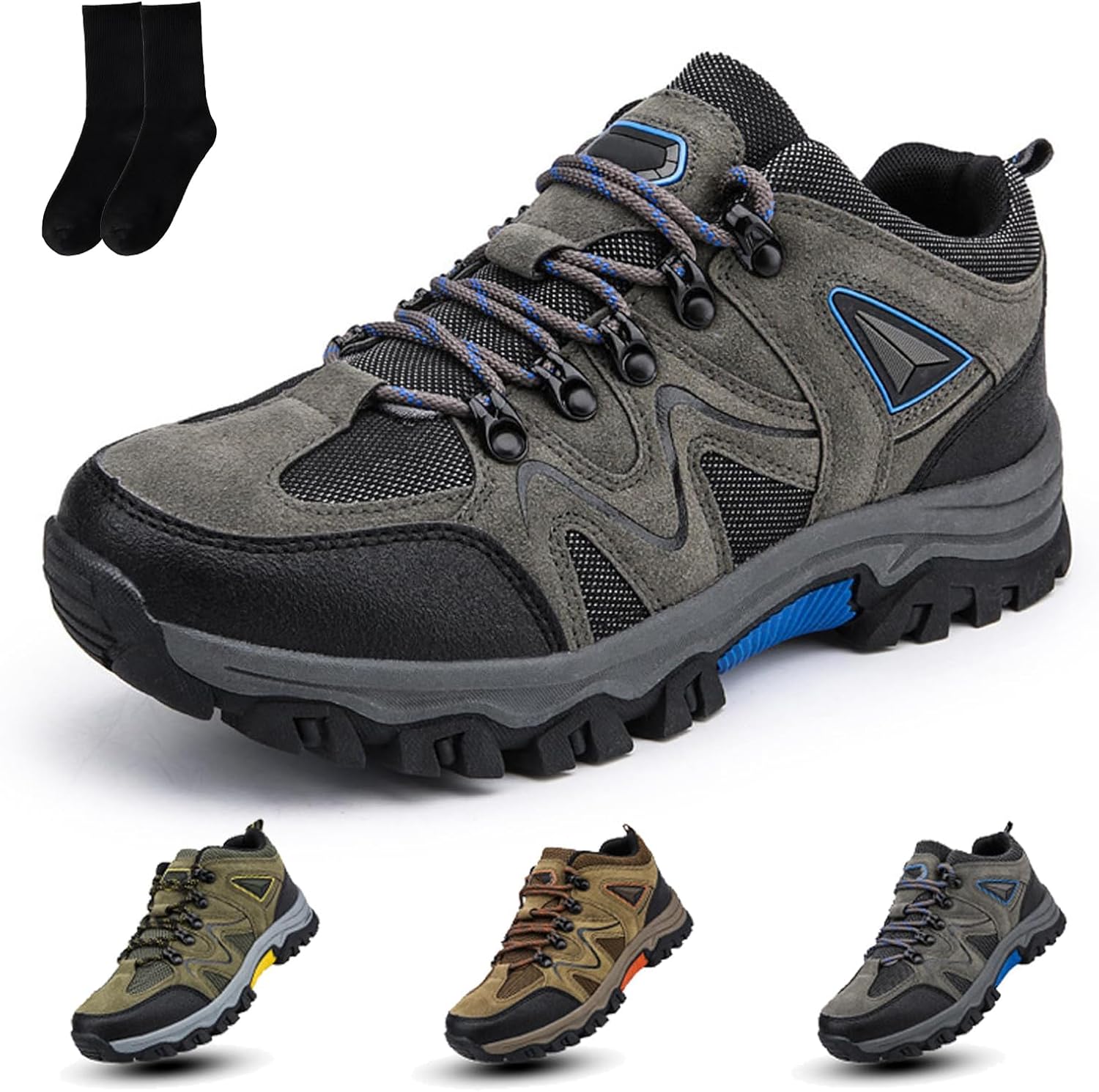 

Мужские низкие водонепроницаемые походные ботинки, легкие, с нескользящей подошвой, для ходьбы на улице, удобные, дышащие кроссовки для трекинга и работы Generic, серый