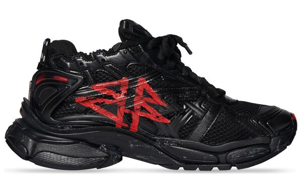Кроссовки runner graffiti sneakers 'black and red mesh and nylon' Balenciaga, черный — фото 2