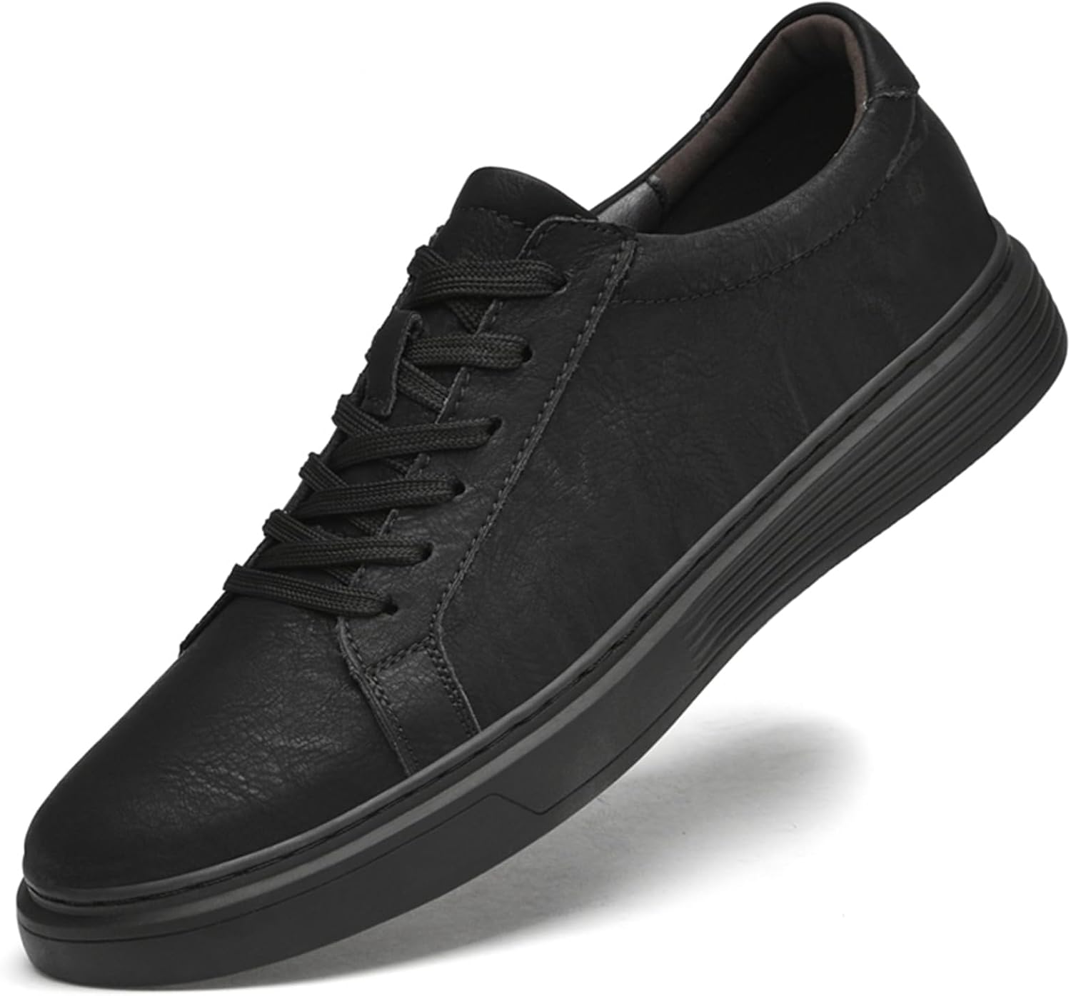 

Мужские повседневные туфли из натуральной кожи, спортивные кроссовки для мужчин, дышащие, удобные, для скейтбординга, прогулок и вождения Abborora, черный