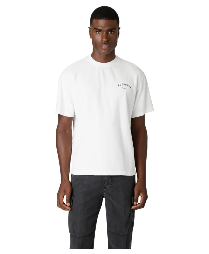 

Хлопковая футболка с круглым вырезом и логотипом. Eleventy, белый