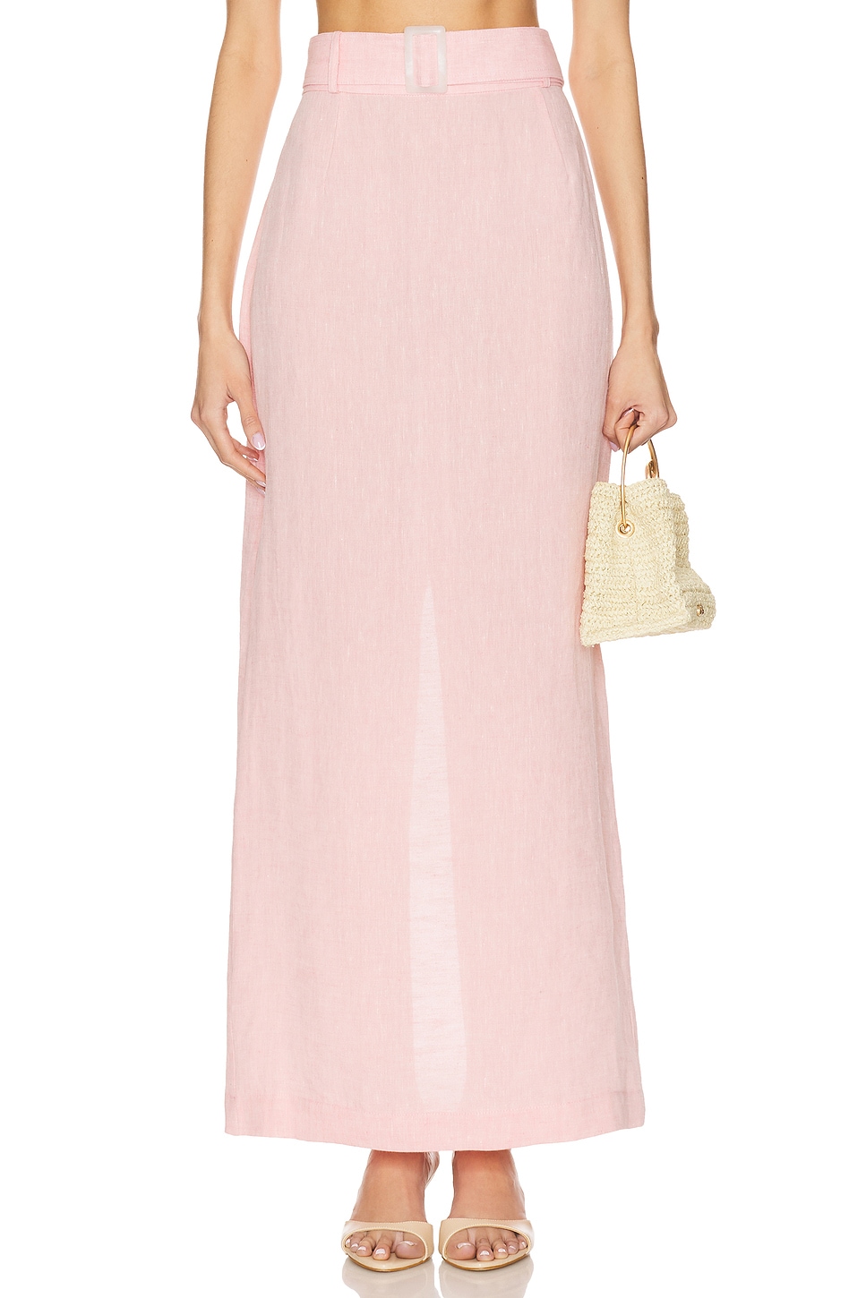 

Макси-юбка-карандаш с поясом Matthew Bruch, pink linen