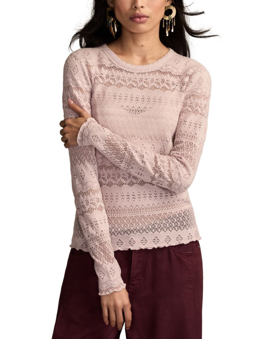

Женская блузка с длинными рукавами и кружевной отделкой Lucky Brand, Sepia Rose