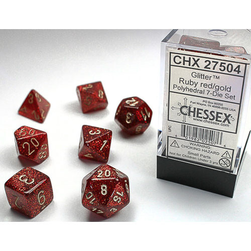 

Аксессуары Chessex Chessex Dice Set: Glitter - Ruby Red w/Gold (7)