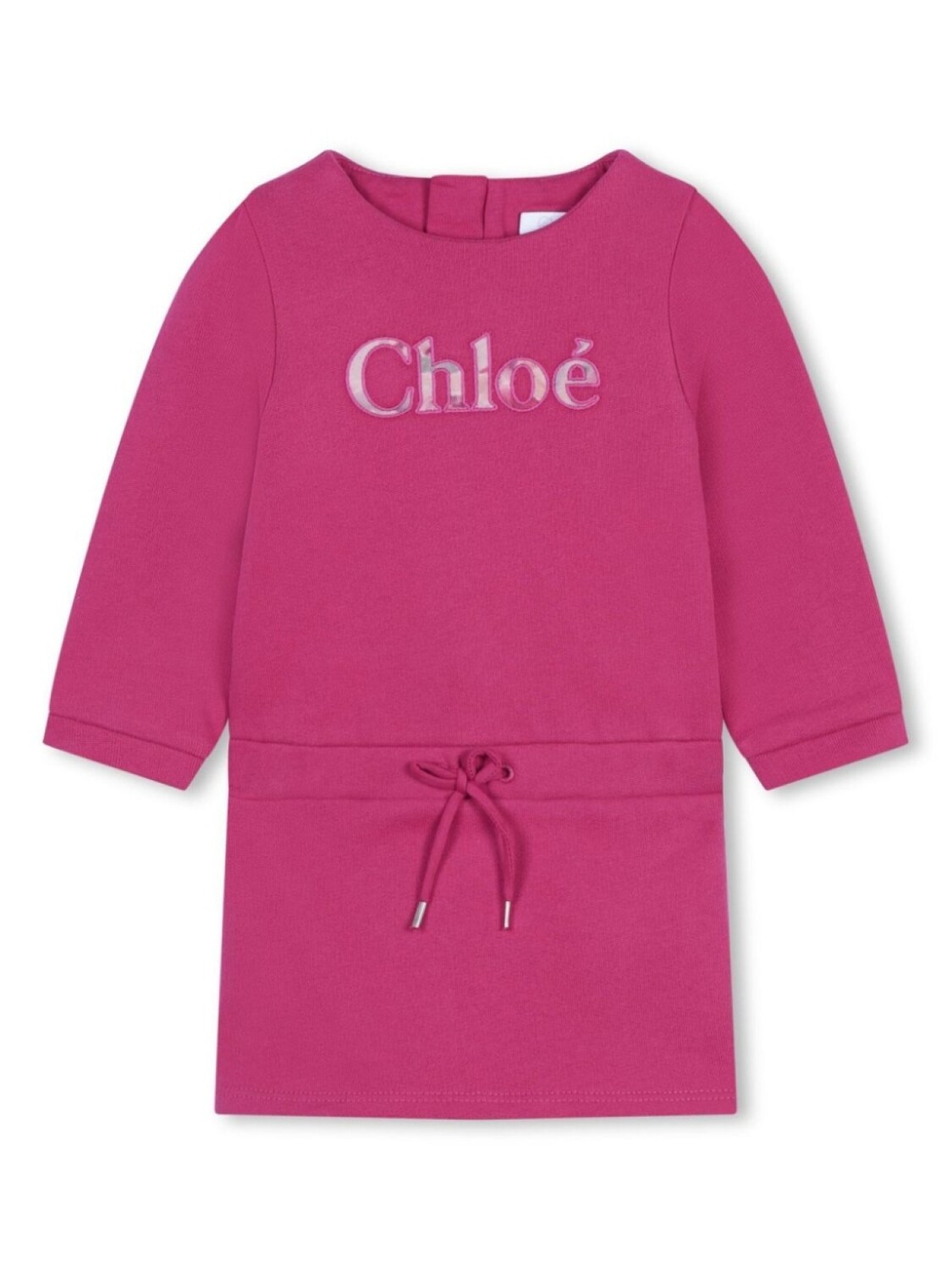 

Chloé Kids хлопковое платье с вышитым логотипом, розовый