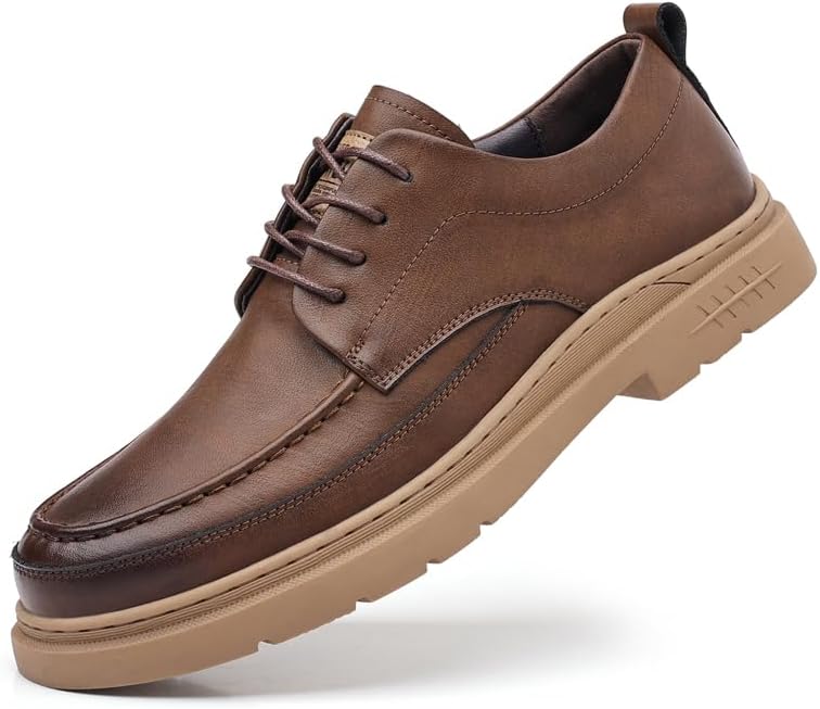 

Мужские классические кожаные оксфорды с шнуровкой, повседневные туфли с стильным круглым носком, подходят для официальной одежды, удобная мягкая подошва, деловые нескользящие туфли Meixi Mobile, желтый