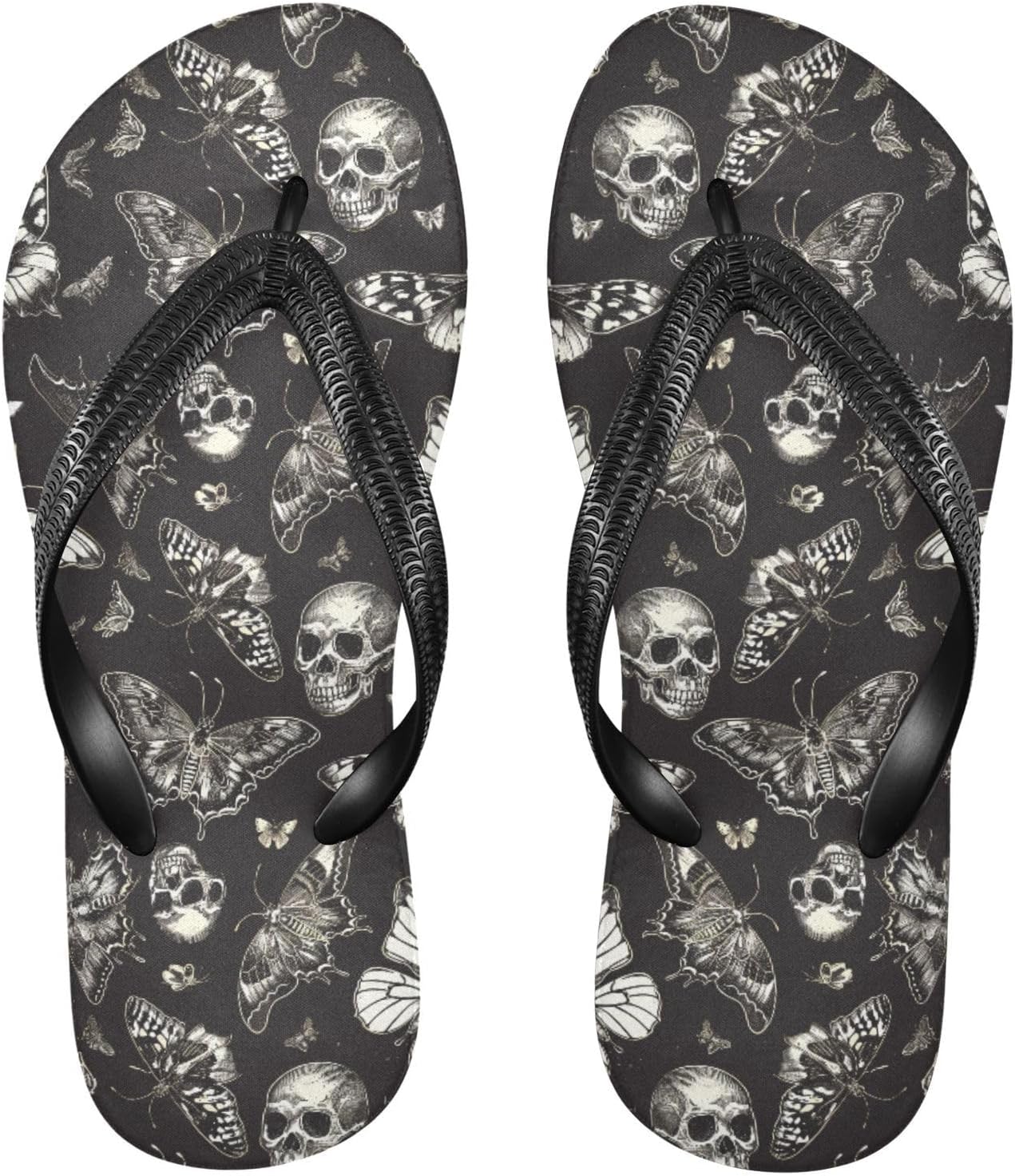 

Женские и мужские шлепанцы с готическим черепом и цветами, женские тапочки, мужские сандалии, шлепанцы для душа, летние нескользящие шлепанцы для плавания, пляжа и ванной Mnsruu, Skull A8414