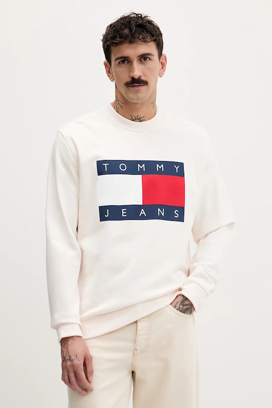 

Хлопковая толстовка Tommy Jeans, бежевый