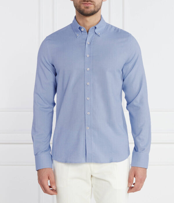 

Рубашка короткая Oscar Jacobson Slim Fit флисовая, голубой
