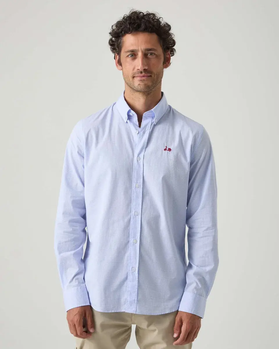 

Мужская рубашка свободного кроя в синюю клетку Scotta 1985, светло-голубой