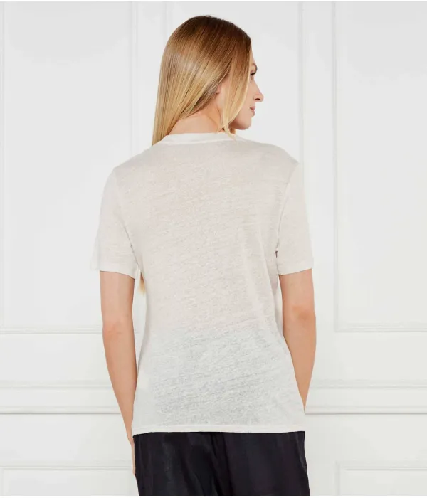 Льняная футболка c_ela_1 Regular fit Boss Orange, бежевый — фото 3
