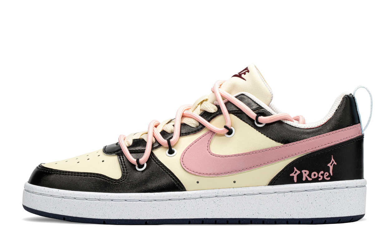 

Кроссовки Nike Court Borough Skateboarding Shoes Women's Low-top Black/beige/pink, черный