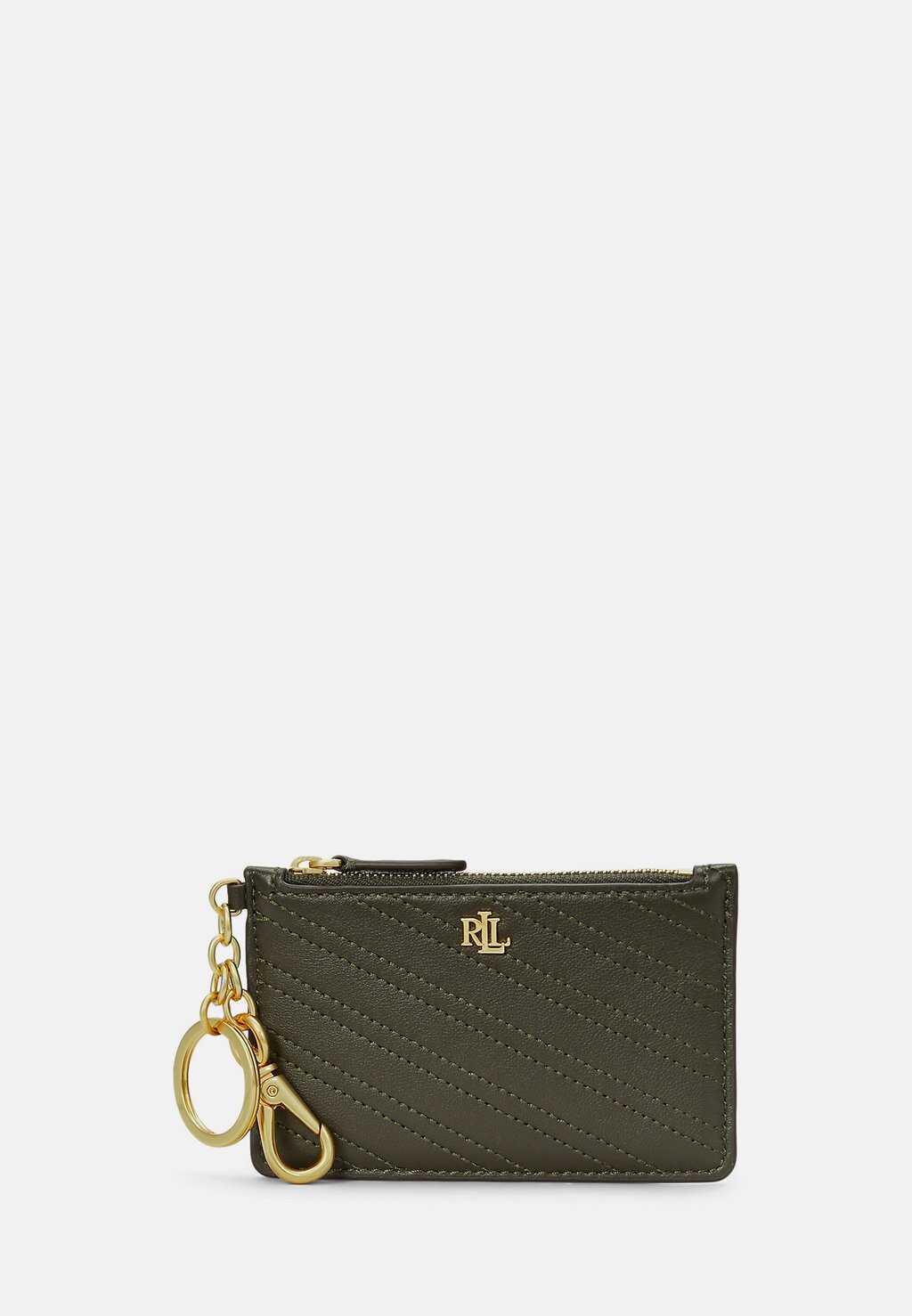 

Кошелек STITCHED NAPPA LEATHER ZIP CARD CASE Lauren Ralph Lauren, оливковый