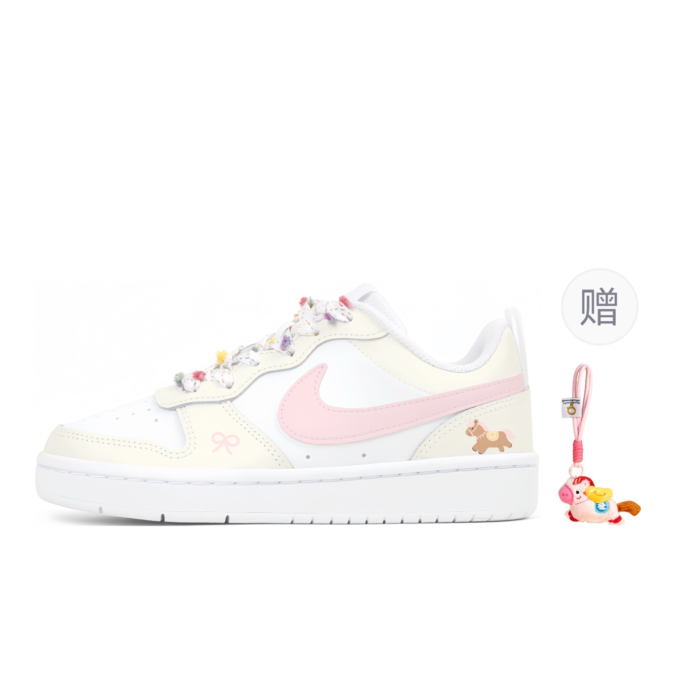 

Nike Детские скейтбордные кроссовки Court Borough Pointed Candy, Sugar Heart Pony, белые и розовые, для подростков