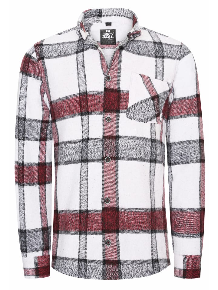 

Рубашка дровосека фланелевая белого/красного цвета Rusty Neal