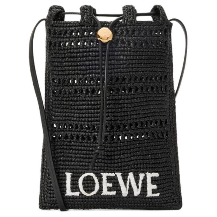 

LOEWE Мужская черная сумка через плечо из рафии