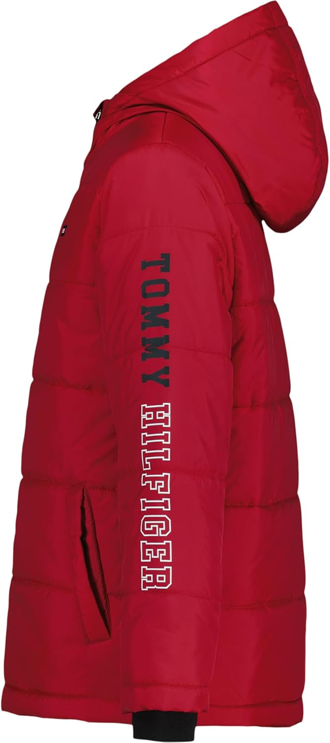 Пуховик Tommy Hilfiger Boy's Chevron Color Block (для детей старшего возраста), Sleeve Logo Scooter Red — фото 2