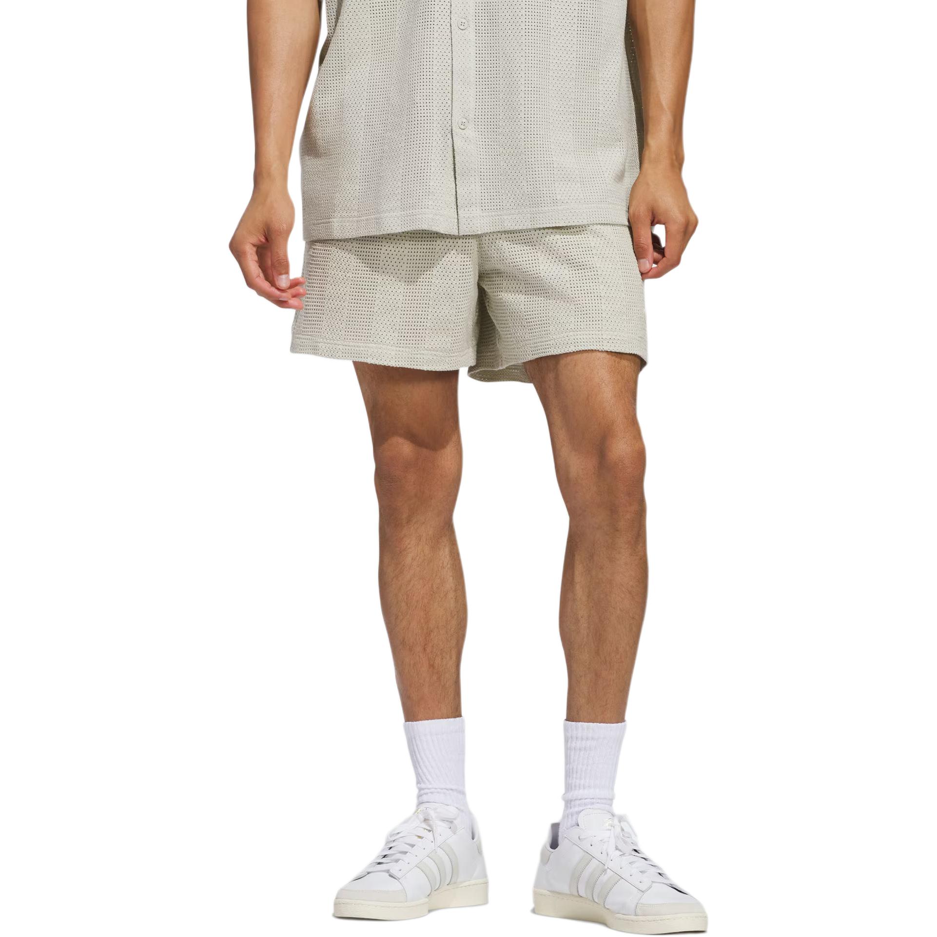 Adidas Originals Спортивные шорты KNIT Unisex светло-кунжутный серый/Wonder White — фото 3
