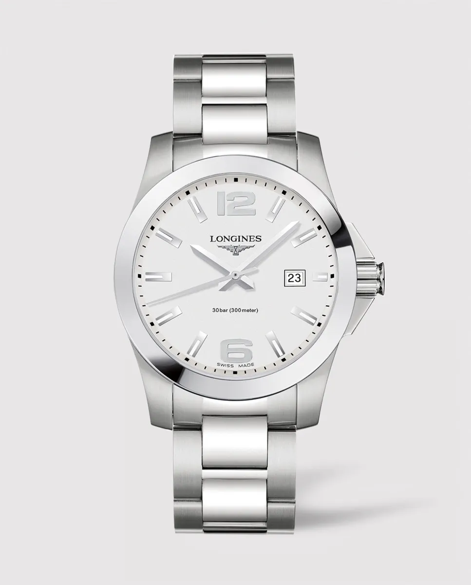 

Мужские часы Longines L37594766 Conquest из стали, серебряный
