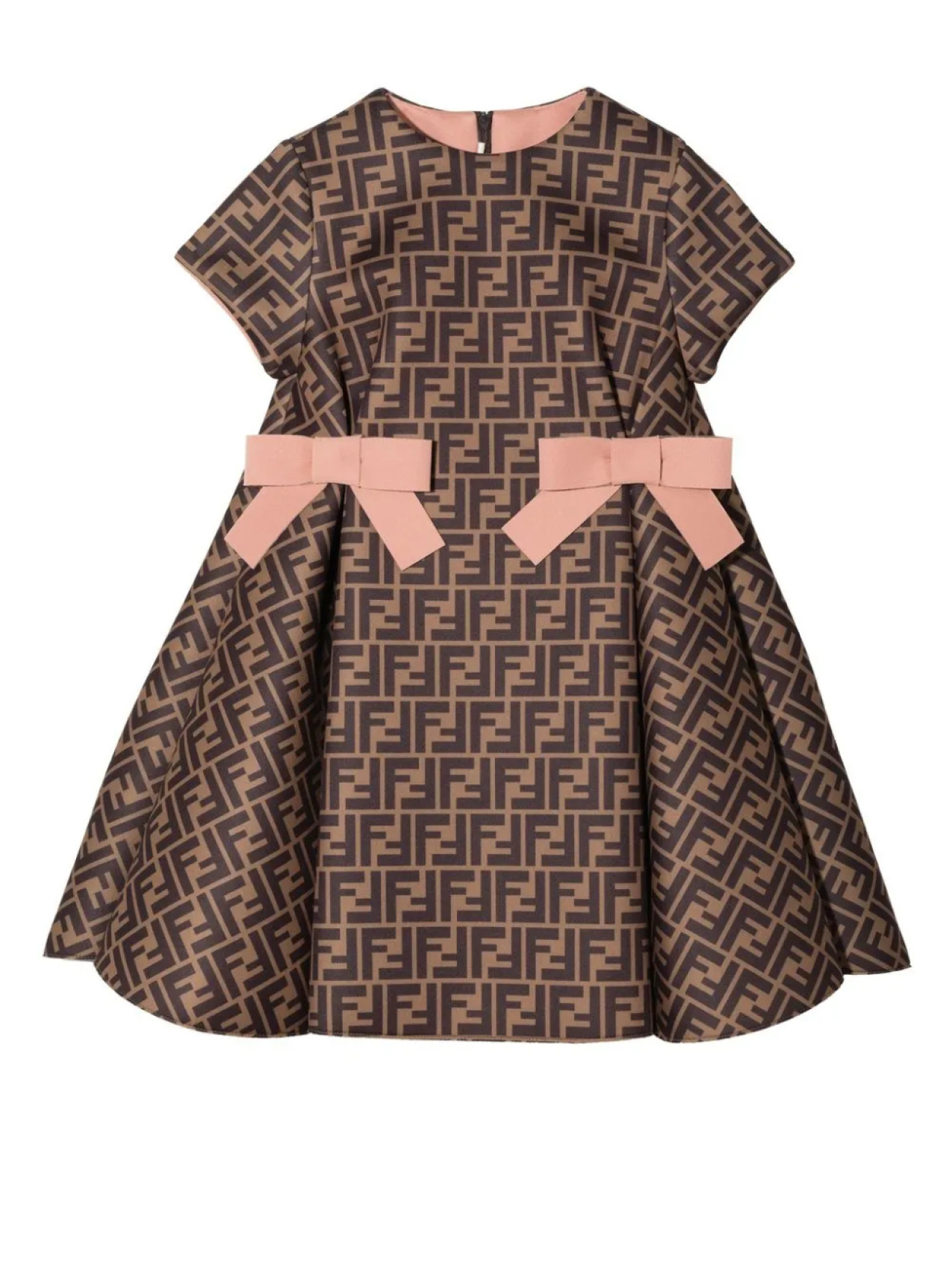 

Платье с короткими рукавами и монограммой Fendi Kids, черный