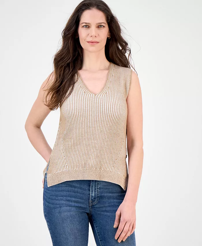 

Женский плиссированный свитер с V-образным вырезом Nautica Jeans, мультиколор