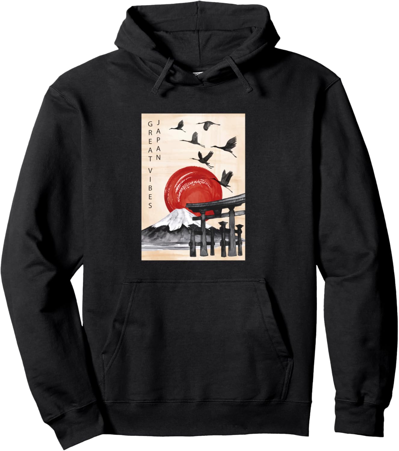 

Худи с изображением Токийской башни, милыми японскими иероглифами кандзи, в винтажном стиле, создающее отличное настроение 7Eaven Shop, черный