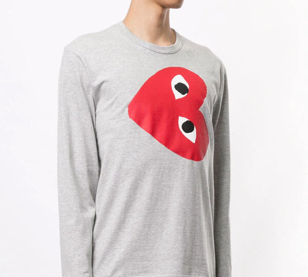 Футболка side heart long sleeves tee 'grey' Comme Des Garcons Play, серый — фото 3