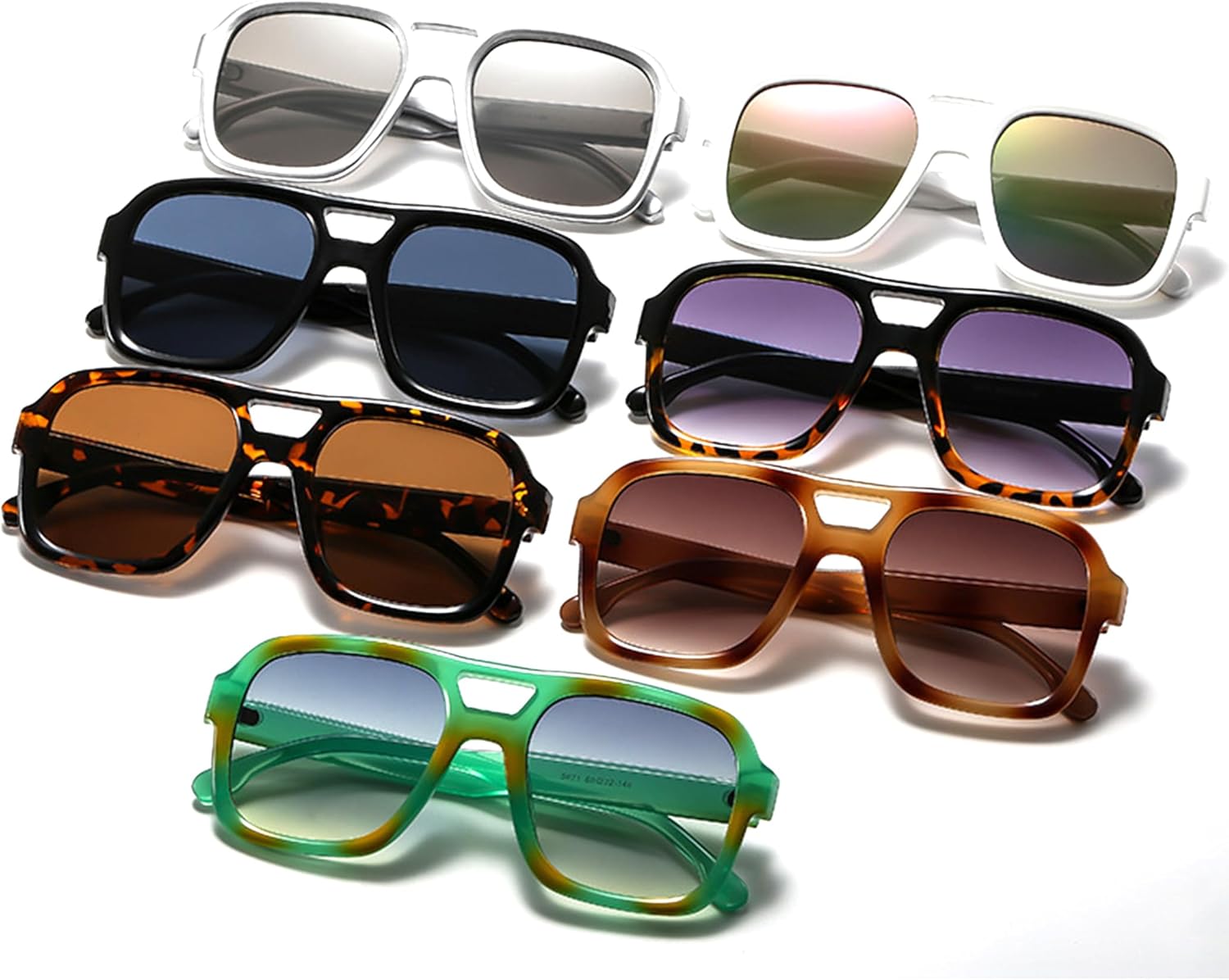 

bullabulling Модные винтажные солнцезащитные очки-пилот квадратной формы для женщин и мужчин, ретро 70-х годов, с двойной перемычкой, женские солнцезащитные очки UV400, Black Leopard