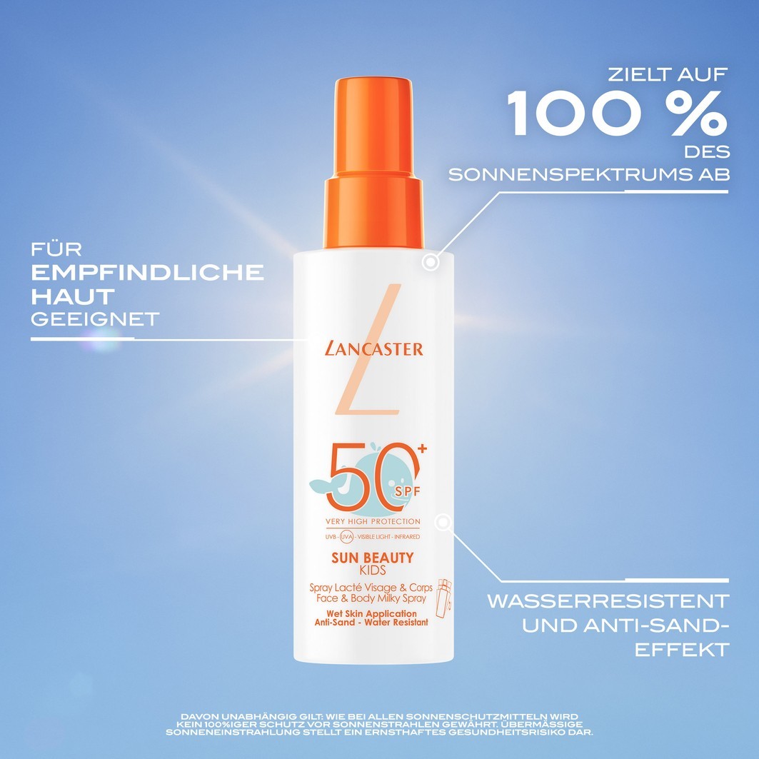 Солнцезащитный крем sun beauty kids face & body milk spray spf 50 Lancaster, объем 150 мл — фото 2