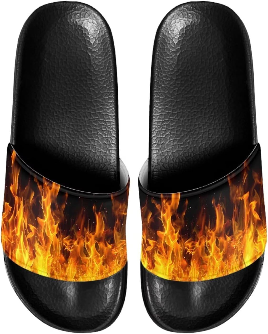 

Противоскользящие сланцы для женщин и мужчин, открытые босоножки для дома, удобные плоские шлепанцы для ванной и пляжа Annejudy, Fire Pattern
