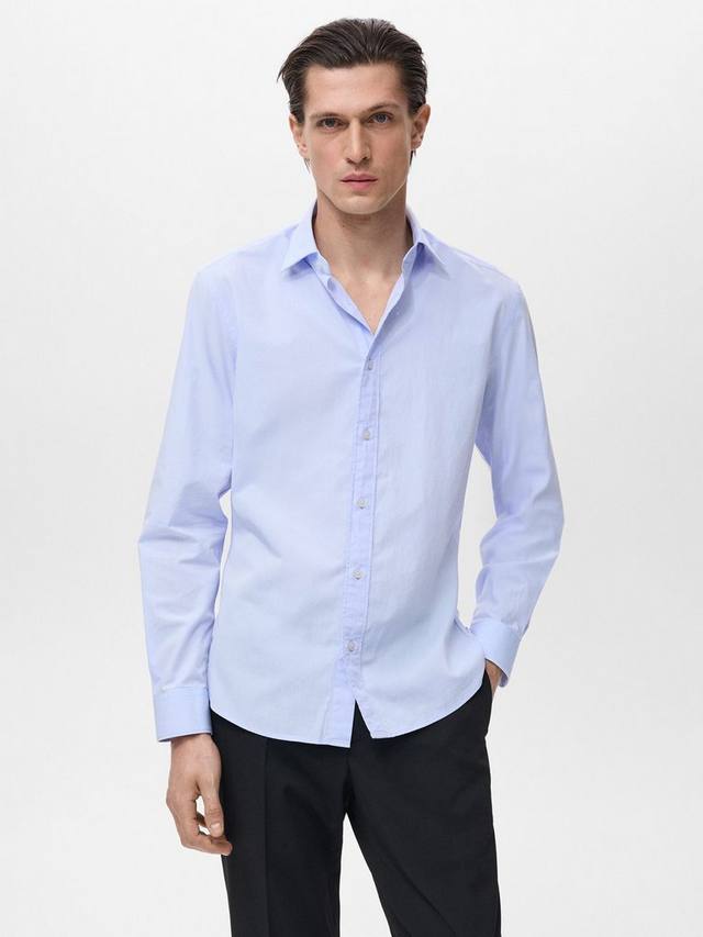 

Хлопковая рубашка Regular Fit Mango, Pastel Blue