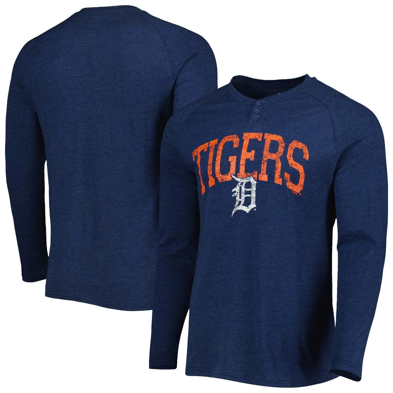 

Мужская футболка Concepts Sport Heather Navy Detroit Tigers Inertia Raglan с длинными рукавами и надписью Henley