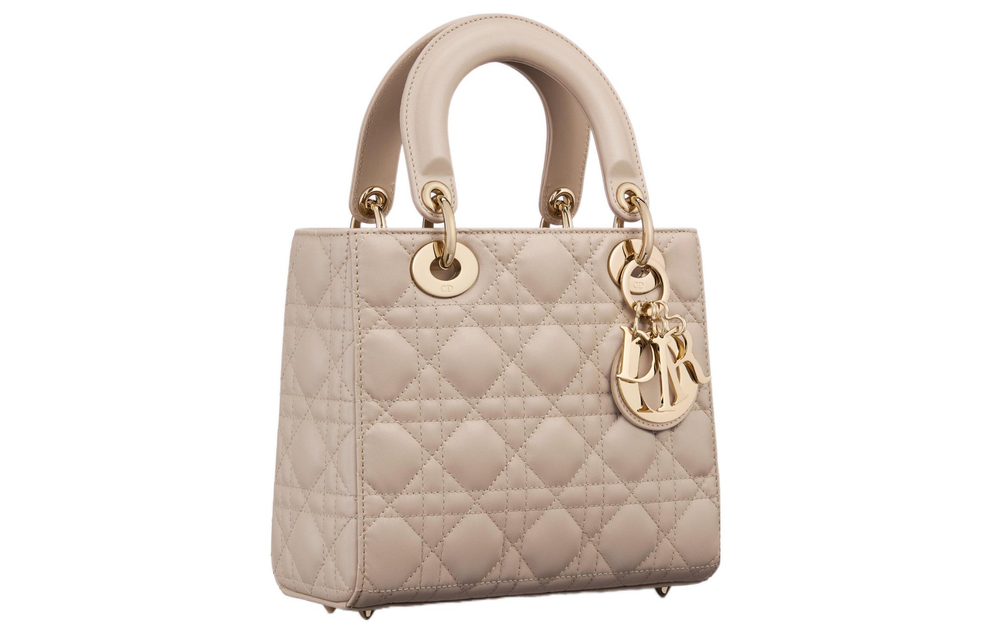 DIOR Сумка Lady My ABC из натуральной кожи, сумка через плечо, кроссбоди, женская маленькая сумка розовый бежевый — фото 2