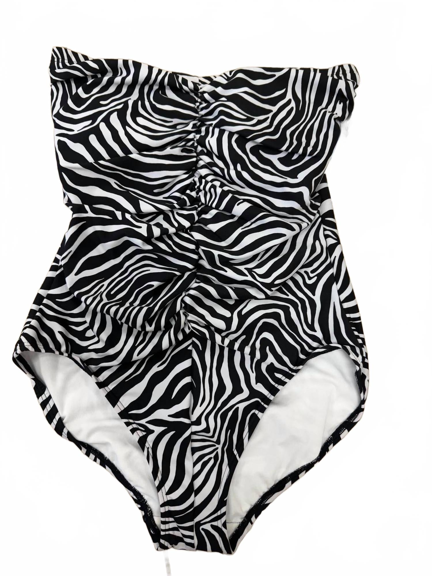 

Женский слитный купальник бандо в зебре черно-белый Gabar