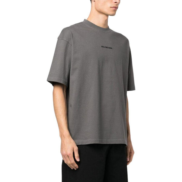Футболка embroidered-logo cotton t-shirt 'grey' Balenciaga, серый — фото 4