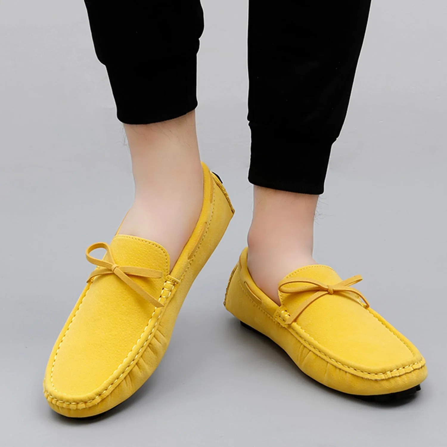 Лоферы замшевые Classic Slip-on Dress Boat Casual Driving Shoes, желтый Dacnakby — фото 3