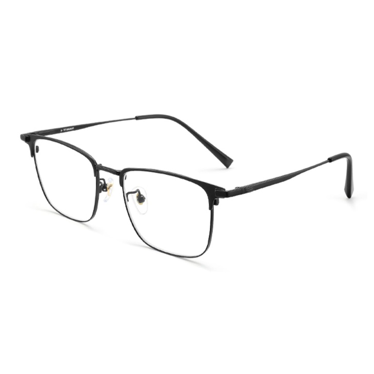 

BERTHA Мужские очки в квадратной оправе из чистого титана, Classic Black Frame