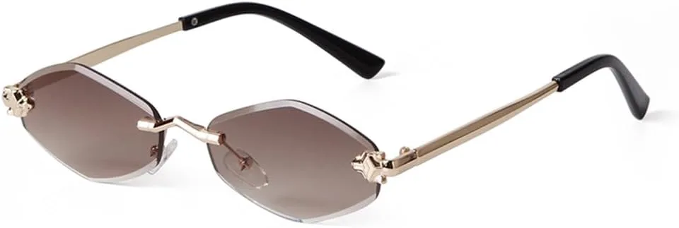 

Модные солнцезащитные очки без оправы с заклепками для женщин, роскошные солнцезащитные очки для мужчин, без оправы с металлическими тонкими дужками TYUVIVO, C4