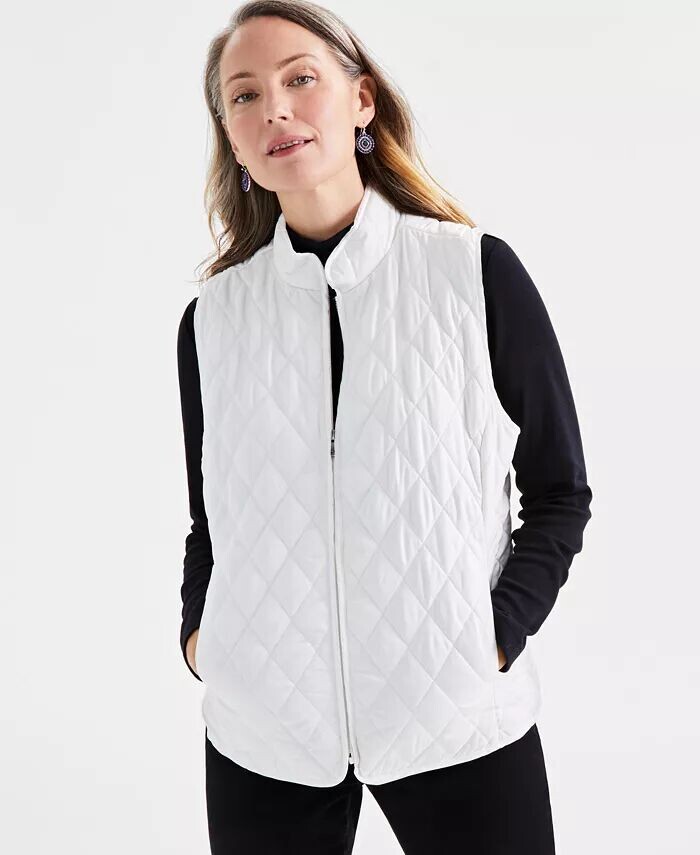 

Маленький однотонный стеганый жилет Style & Co, коричневый/бежевый