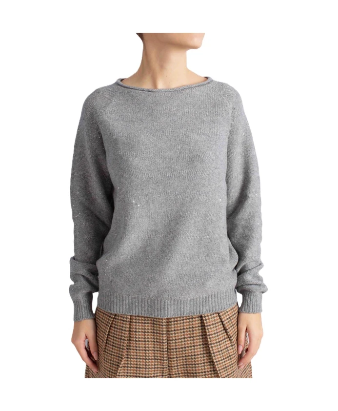 

Свитер с круглым вырезом и пайетками Paolo Fiorillo Capri, серый